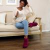 imageRockDove Womens Fuzzy Fleece House Bootie Memory Foam Slipper with Rubber SoleBurgundy