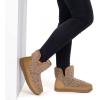 imageRockDove Womens Fuzzy Fleece House Bootie Memory Foam Slipper with Rubber SoleCamel