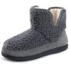 imageRockDove Womens Fuzzy Fleece House Bootie Memory Foam Slipper with Rubber SoleDove Grey