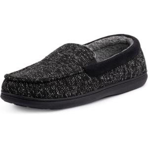 imageRockDove Mens Sherpa Lined Memory Foam Moc SlipperBlack