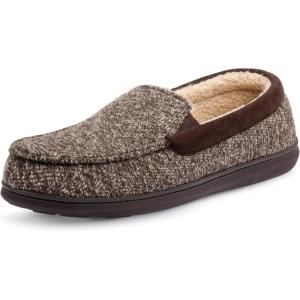 imageRockDove Mens Sherpa Lined Memory Foam Moc SlipperCoffee