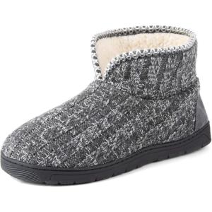 imageRockDove Mens Sweater Knit Bootie Slipper with Memory FoamCharcoal