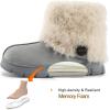 imageRockDove Womens Drape Faux Fur Fuzzy Bootie with Indoor Outdoor Hardsole Memory Foam FootbedGrey