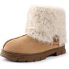 imageRockDove Womens Drape Faux Fur Fuzzy Bootie with Indoor Outdoor Hardsole Memory Foam FootbedChestnut