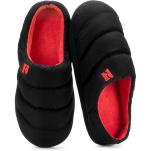 imageRockDove Mens Campground Memory Foam Down SlipperBlackRed