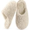 imageRockDove Womens Twirl Fleece Fuzzy House Scuff Slipper with Memory FoamPearl White