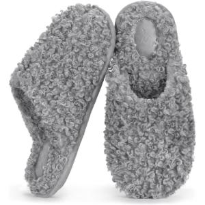 imageRockDove Womens Twirl Fleece Fuzzy House Scuff Slipper with Memory FoamAsh Grey