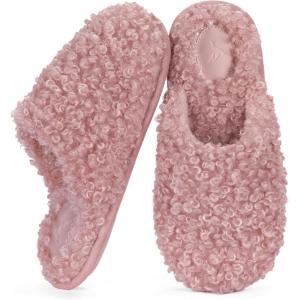 imageRockDove Womens Twirl Fleece Fuzzy House Scuff Slipper with Memory FoamBlush Pink