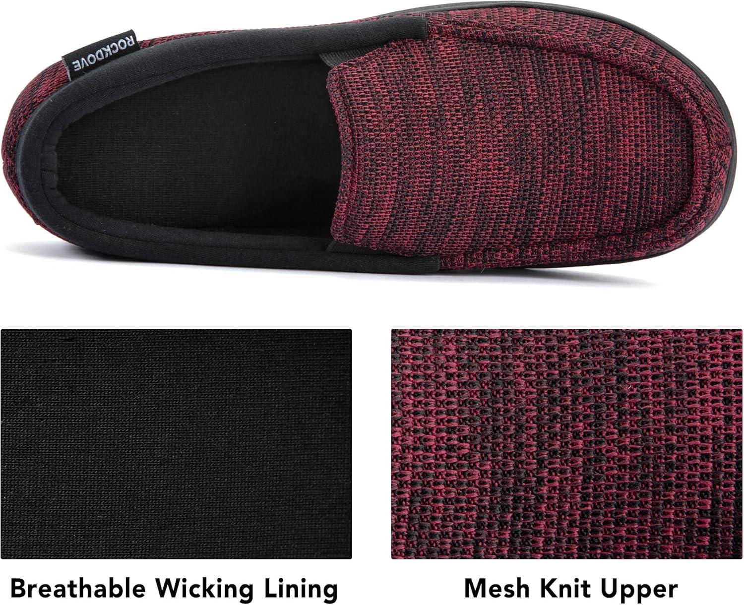 imageRockDove Mens Tweed Memory Foam Moc SlipperBurgundy
