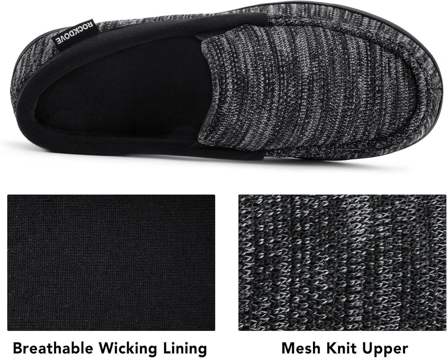 imageRockDove Mens Tweed Memory Foam Moc SlipperCharcoal Black