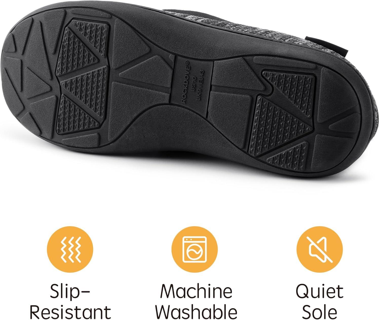 imageRockDove Mens Tweed Memory Foam Moc SlipperCharcoal Black