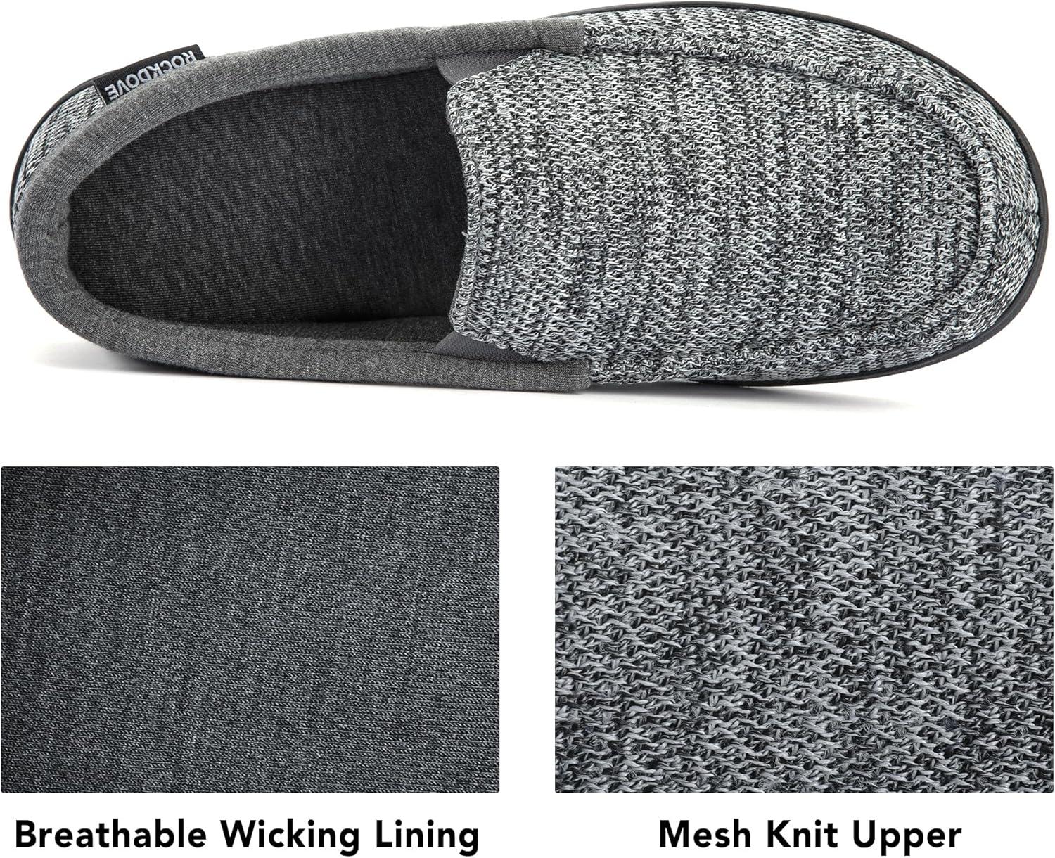 imageRockDove Mens Tweed Memory Foam Moc SlipperLight Gray