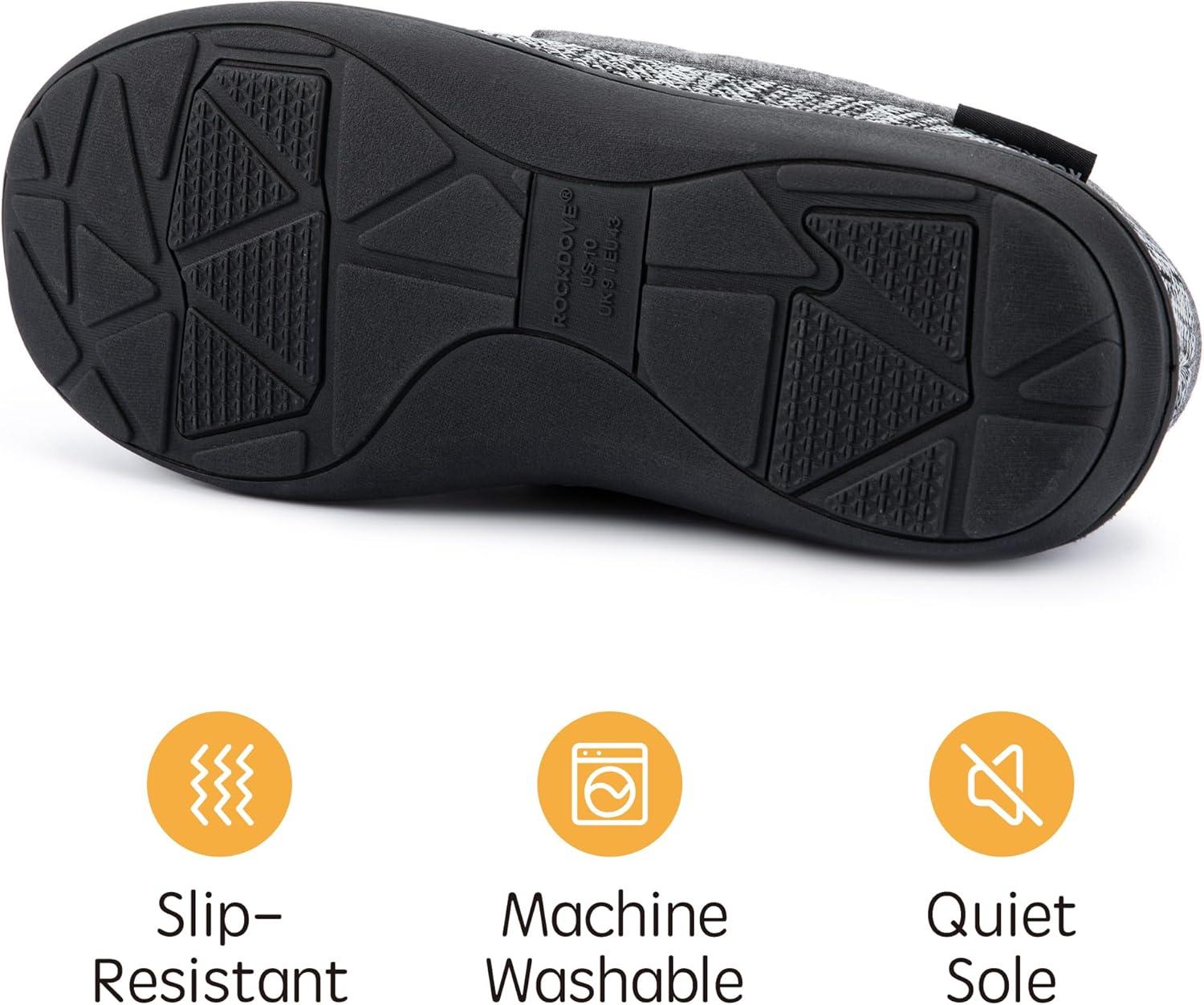 imageRockDove Mens Tweed Memory Foam Moc SlipperLight Gray