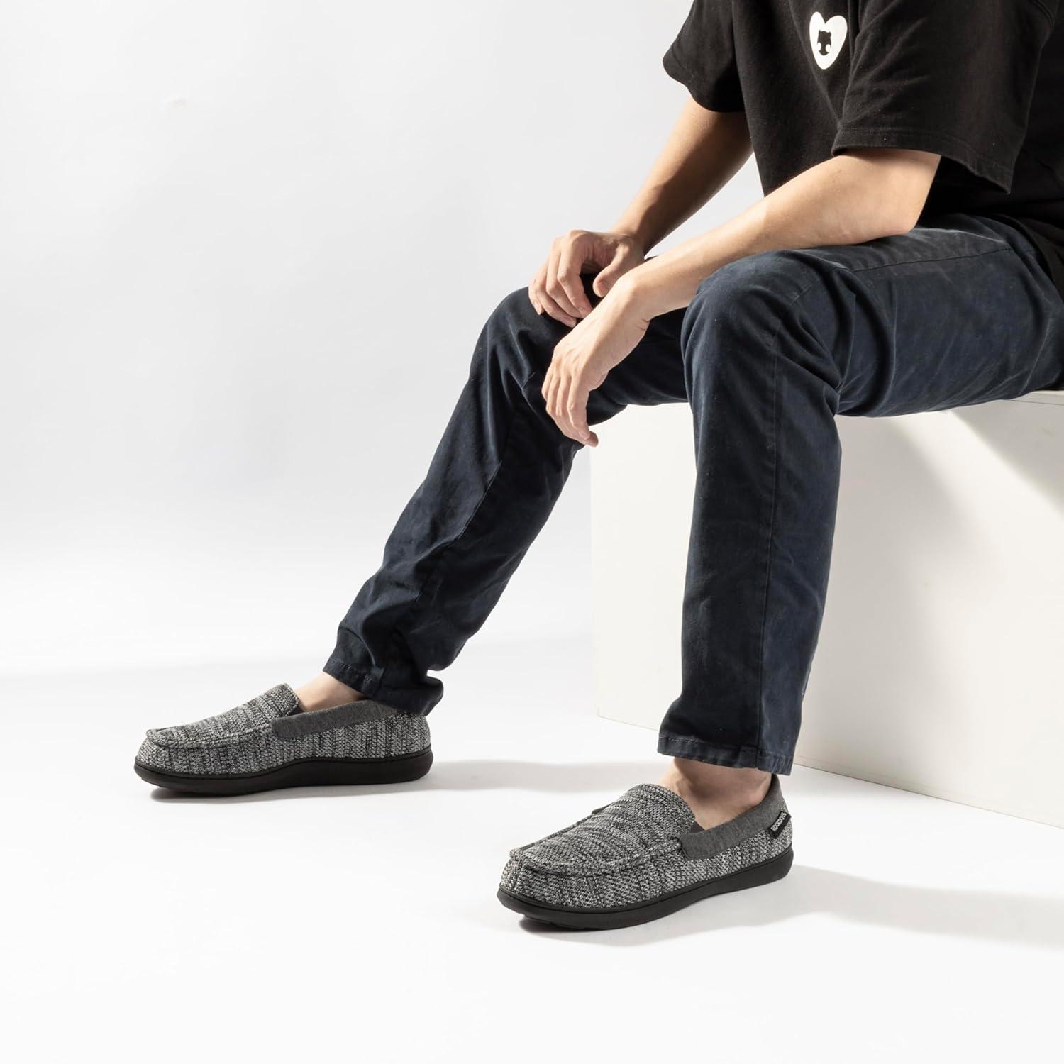 imageRockDove Mens Tweed Memory Foam Moc SlipperLight Gray