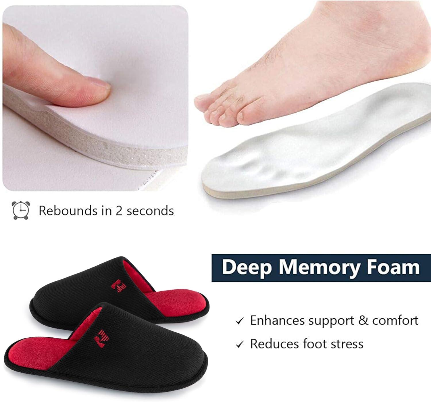 imageRockDove Mens TwoTone Memory Foam Lightweight Scuff House Slipper with Indoor Outdoor SoleBlackRed