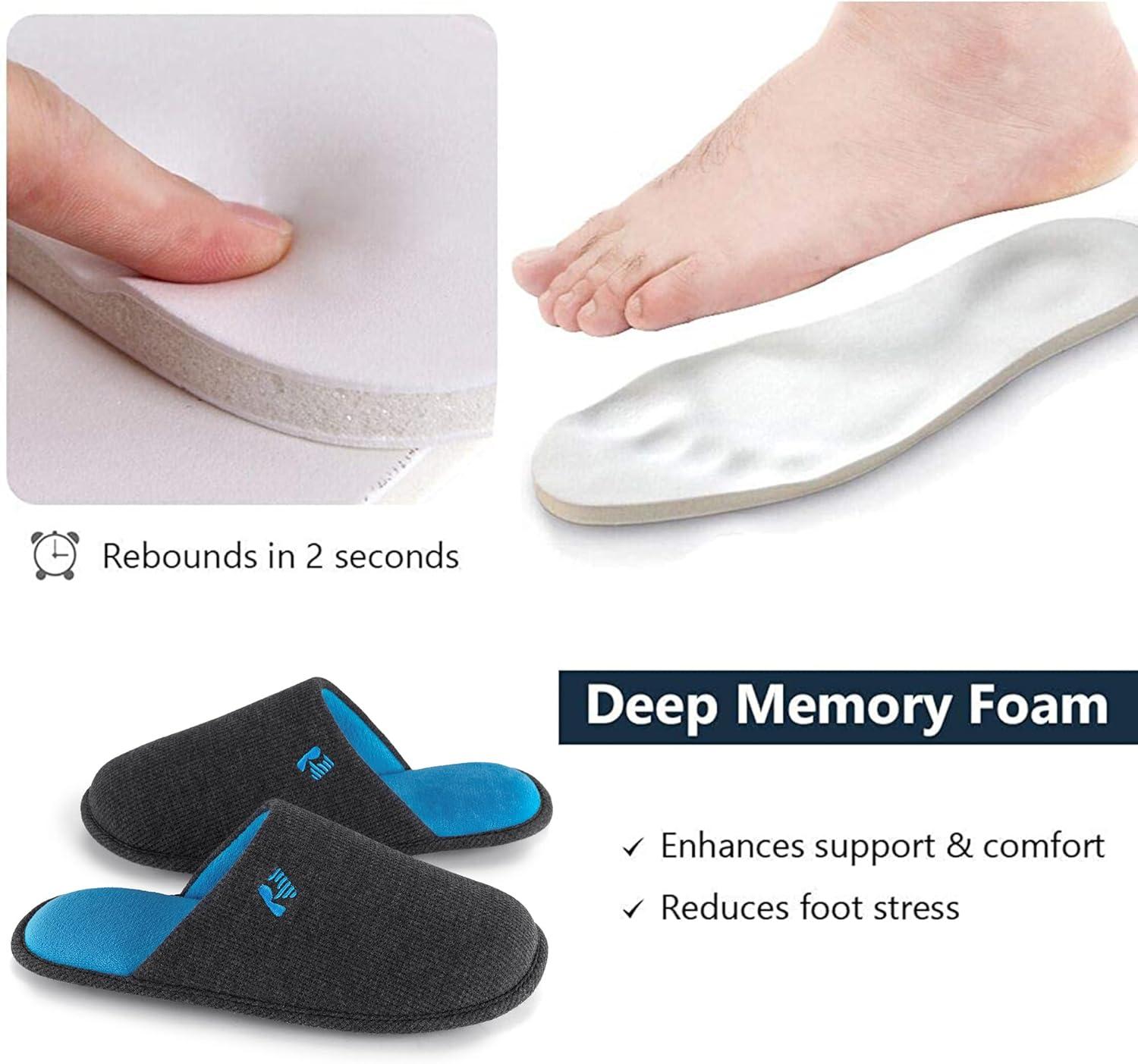 imageRockDove Mens TwoTone Memory Foam Lightweight Scuff House Slipper with Indoor Outdoor SoleDark GreyBlue