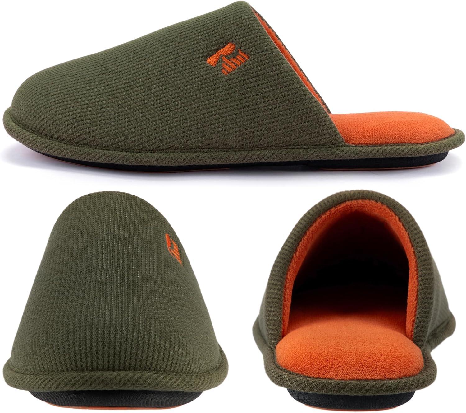 imageRockDove Mens TwoTone Memory Foam Lightweight Scuff House Slipper with Indoor Outdoor SoleHunter Green