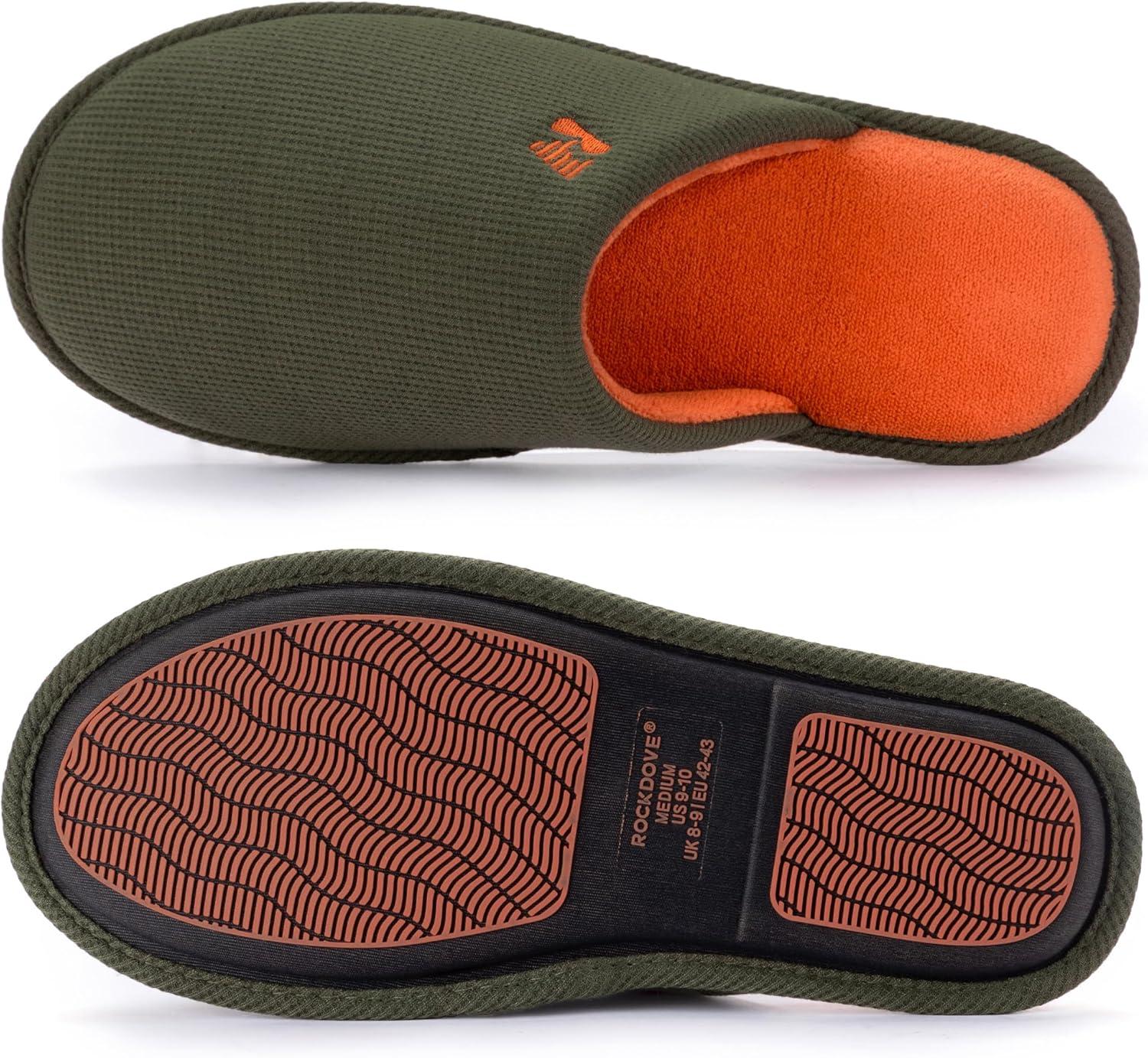imageRockDove Mens TwoTone Memory Foam Lightweight Scuff House Slipper with Indoor Outdoor SoleHunter Green