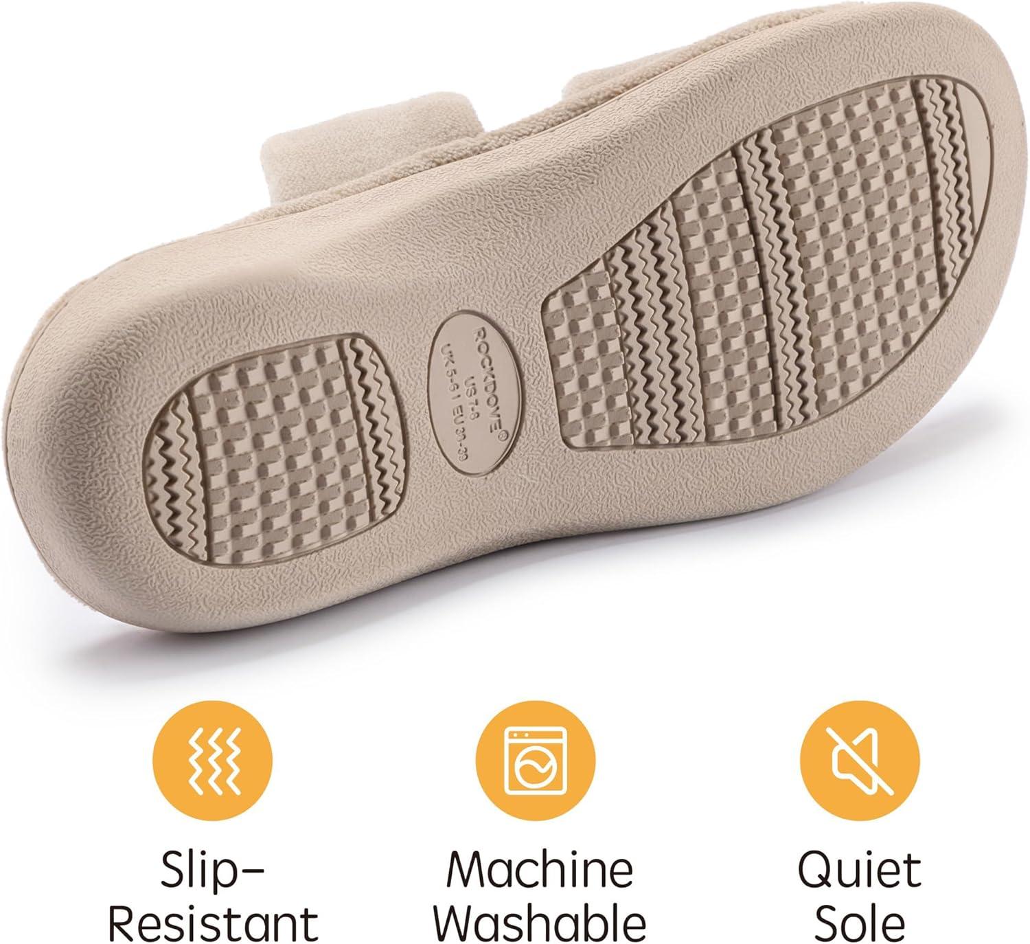 imageRockDove Womens DualStrap Adjustable Slipper with Arch SupportBeige