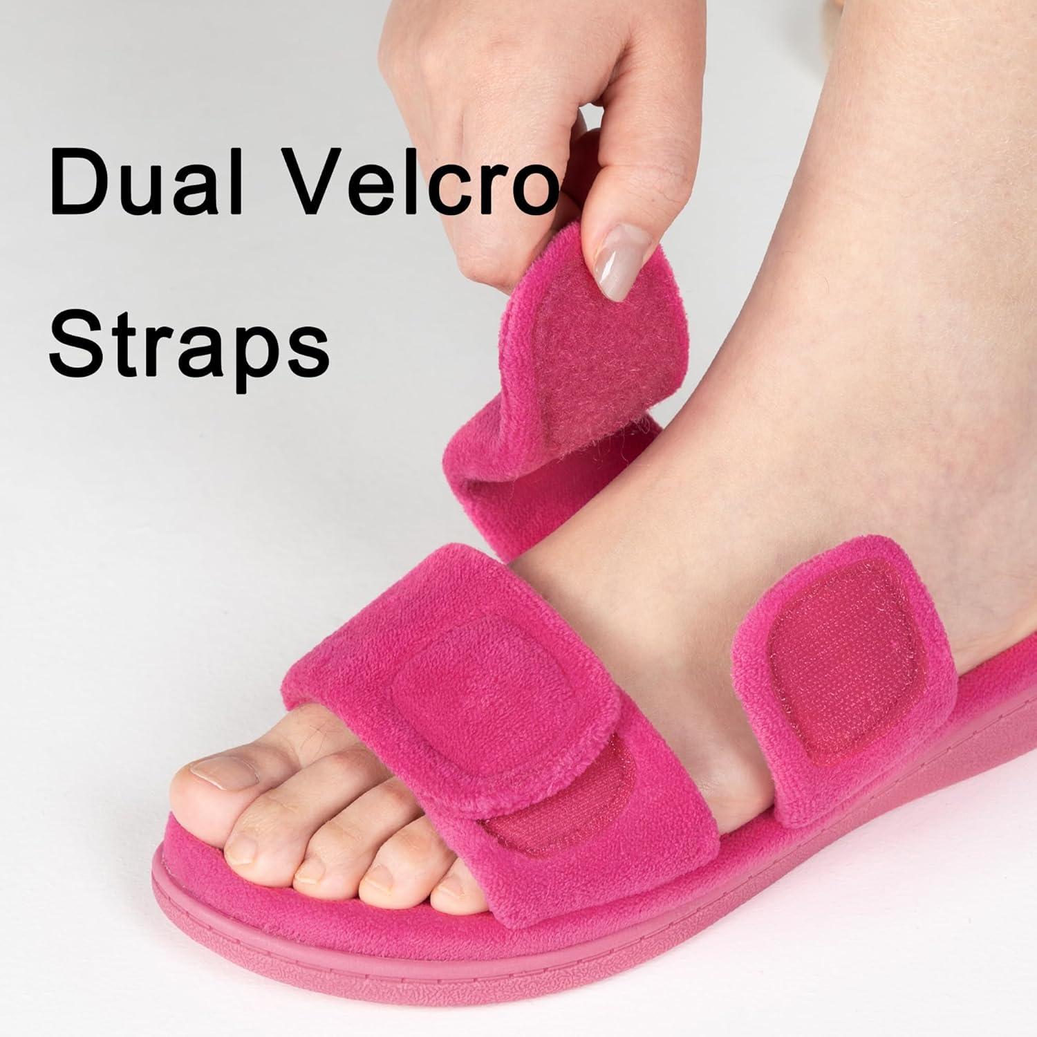 imageRockDove Womens DualStrap Adjustable Slipper with Arch SupportHot Pink