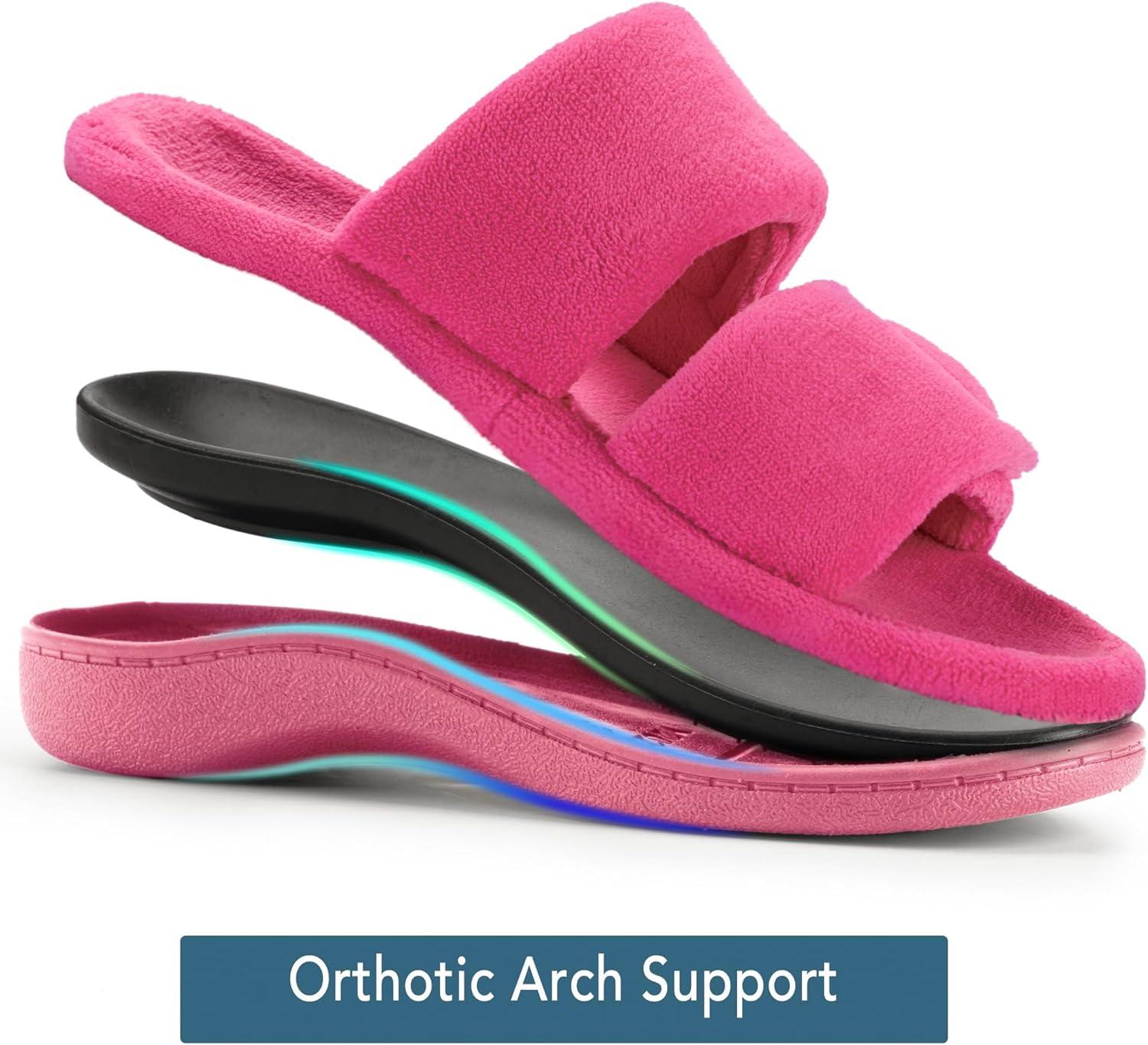 imageRockDove Womens DualStrap Adjustable Slipper with Arch SupportHot Pink