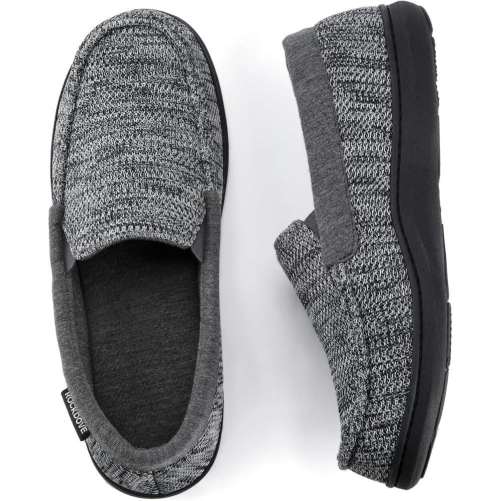 imageRockDove Mens Tweed Memory Foam Moc SlipperLight Gray