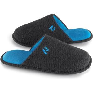 imageRockDove Mens TwoTone Memory Foam Lightweight Scuff House Slipper with Indoor Outdoor SoleDark GreyBlue