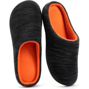 imageRockDove Mens Birdseye Knit Memory Foam Lounge Slipper with Indoor Oudoor SoleBlackOrange