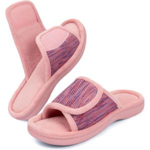 imageRockDove Womens Adjustable Wrap Memory Foam Slide SlipperFlamingo Pink