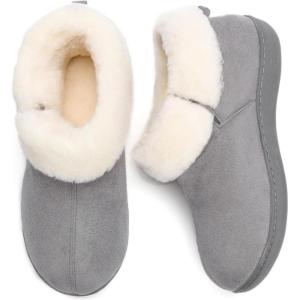 imageRockDove Womens Sierra Faux Leather Bootie SlipperLight Grey