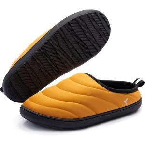 imageRockDove Mens TrailTherm Quilted Memory Foam Indoor Oudoor Camp SlipperYellow
