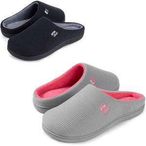 imageRockDove Set of 2 Pairs  Mens Original TwoTone Memory Foam Slipper Size 1112Men BlackGrey Womens Original TwoTone Memory Foam Slipper Size 910 Women GreyPink