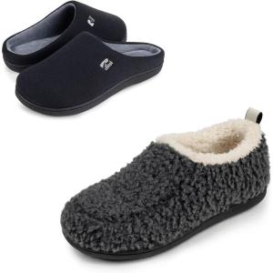 imageRockDove Set of 2 Pairs  US Size 1112 Womens Original TwoTone Slipper BlackGrey Womens Nomad Faux Shearling Slipper Dark Grey