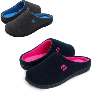 imageRockDove Set of 2 Pairs  Mens Original TwoTone Memory Foam Slipper Size 105 Men Dark Grey Womens Original TwoTone Memory Foam Slipper Size 78 Women Dark NavyFuchsia