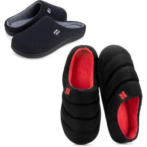 imageSet of 2 Pairs  Mens Original TwoTone Memory Foam Slipper Size 105 BlackampampGrey Campground Memory Foam Down Slipper Size 1112 BlackampampRed