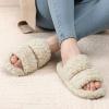 imageRockDove Womens Pluffie Chic Open Toe Faux Fur Slippers with Memory Foam Cozy House Shoes for Indoor Outdoor WearBeige