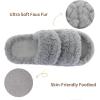 imageRockDove Womens Pluffie Chic Open Toe Faux Fur Slippers with Memory Foam Cozy House Shoes for Indoor Outdoor WearGrey
