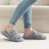 imageRockDove Womens Pluffie Chic Open Toe Faux Fur Slippers with Memory Foam Cozy House Shoes for Indoor Outdoor WearLight Grey
