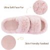 imageRockDove Womens Pluffie Chic Open Toe Faux Fur Slippers with Memory Foam Cozy House Shoes for Indoor Outdoor WearLight Pink