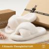 imageRockDove Womens Furrie Faux Fur Slide Slippers with Memory Foam Stylish House Shoes for IndoorOutdoor WearBeige Cross
