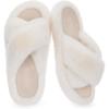 imageRockDove Womens Furrie Faux Fur Slide Slippers with Memory Foam Stylish House Shoes for IndoorOutdoor WearBeige Cross