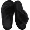 imageRockDove Womens Furrie Faux Fur Slide Slippers with Memory Foam Stylish House Shoes for IndoorOutdoor WearBlack Cross