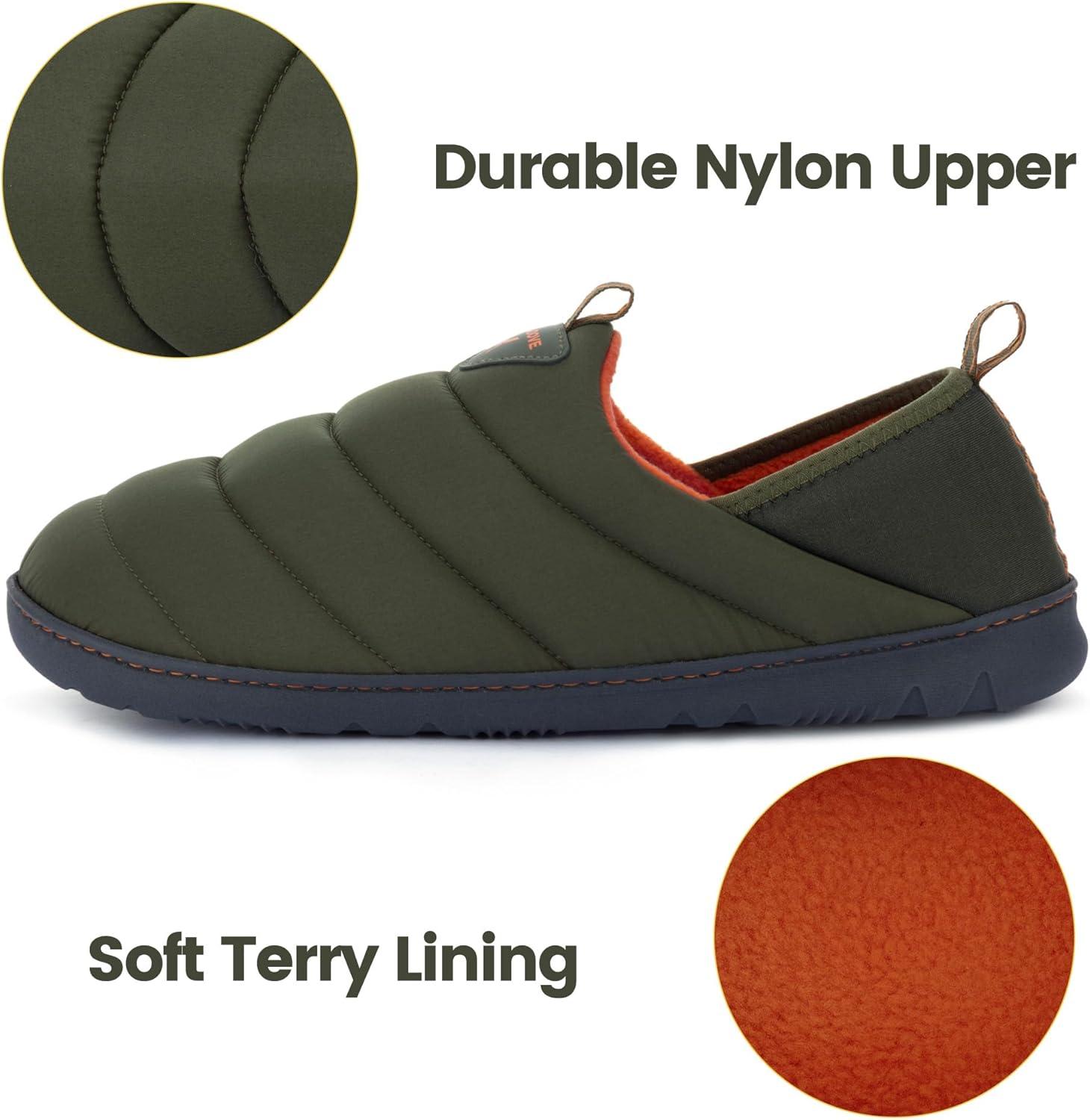 imageRockDove Mens Pufflite TwoTone Quilted Loafer Slipper with IndoorOutdoor SoleHunter Green