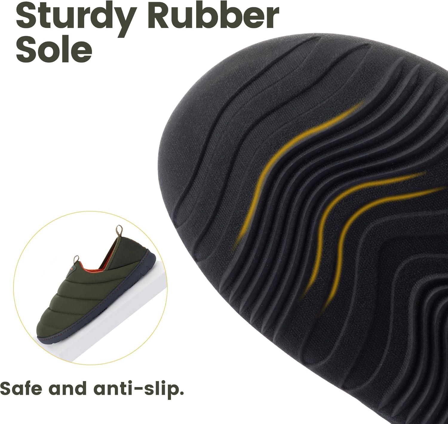 imageRockDove Mens Pufflite TwoTone Quilted Loafer Slipper with IndoorOutdoor SoleHunter Green