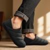 imageRockDove Mens Pufflite TwoTone Quilted Loafer Slipper with IndoorOutdoor SoleDark GreyRed