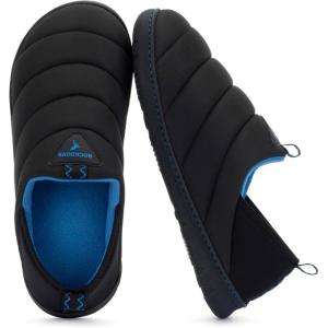 imageRockDove Mens Pufflite TwoTone Quilted Loafer Slipper with IndoorOutdoor SoleBlackBlue