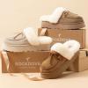 imageRockDove Womens Microsuede Moc Toe Platform Memory Foam Slipper with IndoorOudoor soleChestnut