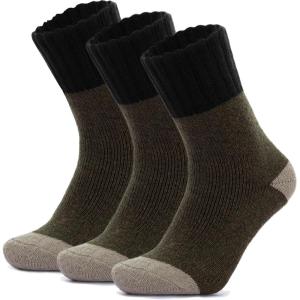imageRockDove Mens Thick Knit Cashmere Crew SocksArmy Green