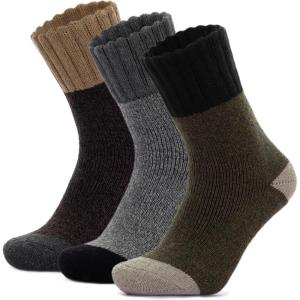 imageRockDove Mens Thick Knit Cashmere Crew SocksGreengreycoffee