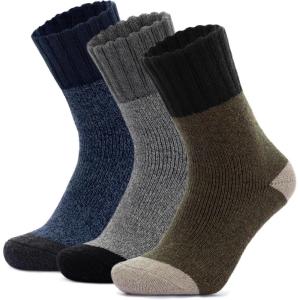 imageRockDove Mens Thick Knit Cashmere Crew SocksGreengreynavy